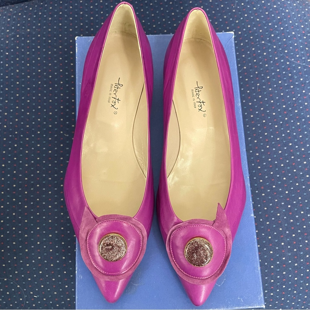 Peter Fox Pink Flats with Gold Medallion